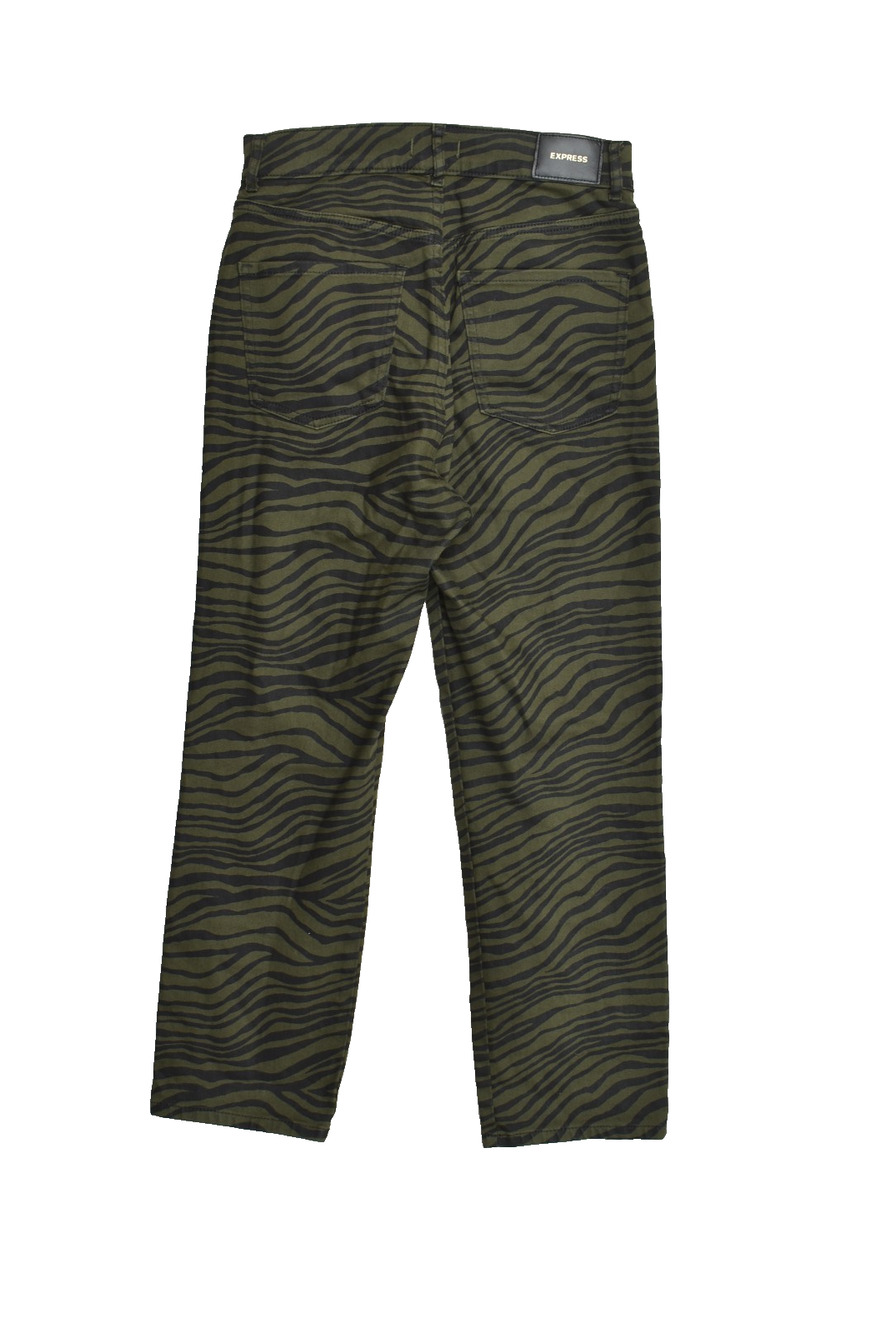 Express Women's Size 2 Straight Super High Rise Zebra Animal Print Green Black D